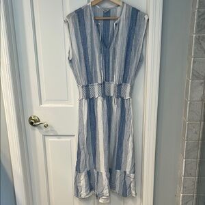 Rails Blue and White Ruffled Smocked Sundress